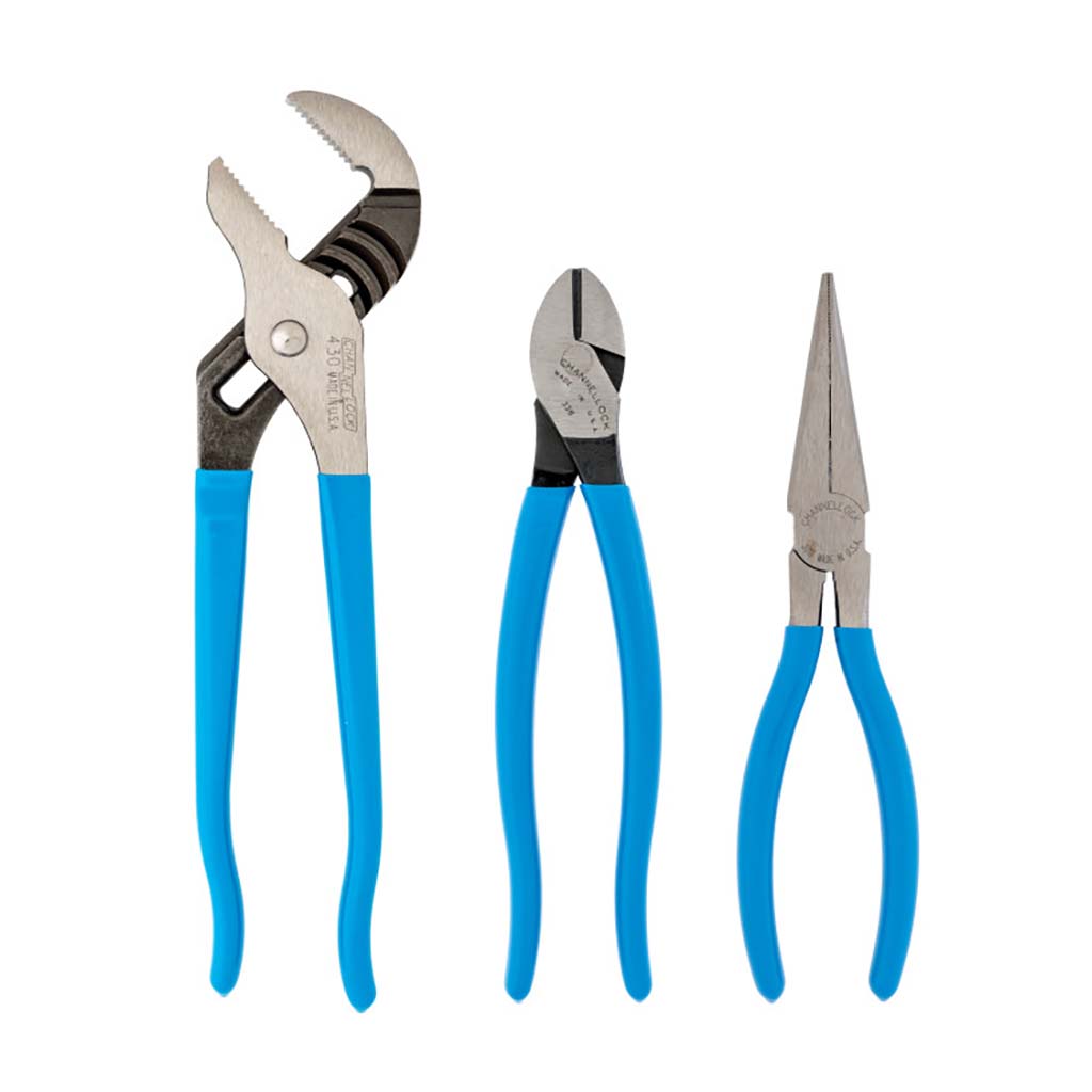 GB-3 3PC PLIERS SET IN POLY BAG (430, 3017, 338)