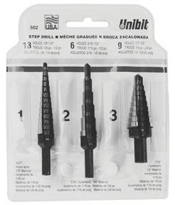 Irwin 10502 Unibit Step Drill Set - Includes HSS #1, 2, and 3 VG