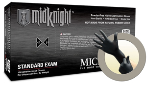 MidKnight Black Powder-Free Nitrile Examination Gloves - Medium