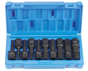 Grey Pneumatic | 1498MH | Grey Pneumatic 1498MH Metric Hex Driver Set 1/2" Drive 10-Pc