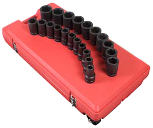 1 Inch Drive 6 Pt Fractional SAE Deep Impact Socket Set - 21-Pc