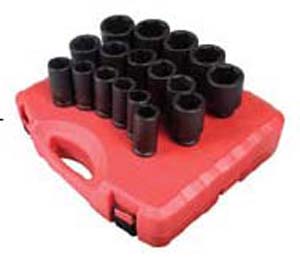 3/4 In Drive 6 Point Metric Deep Impact Socket Set - 17-Pc