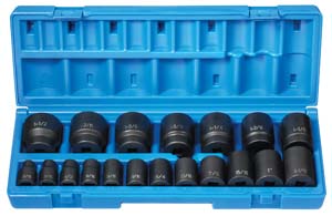 1/2" Drive 12 Point Fractional Impact Socket Set - 19-Pc