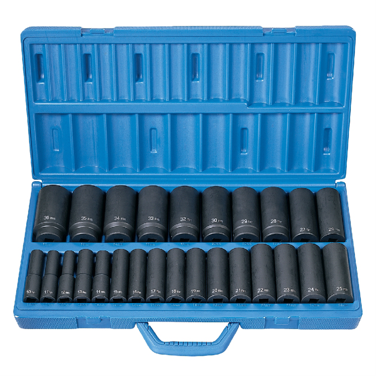 26 Piece 1/2" Drive Deep Length Metric Master Impact Socket Set