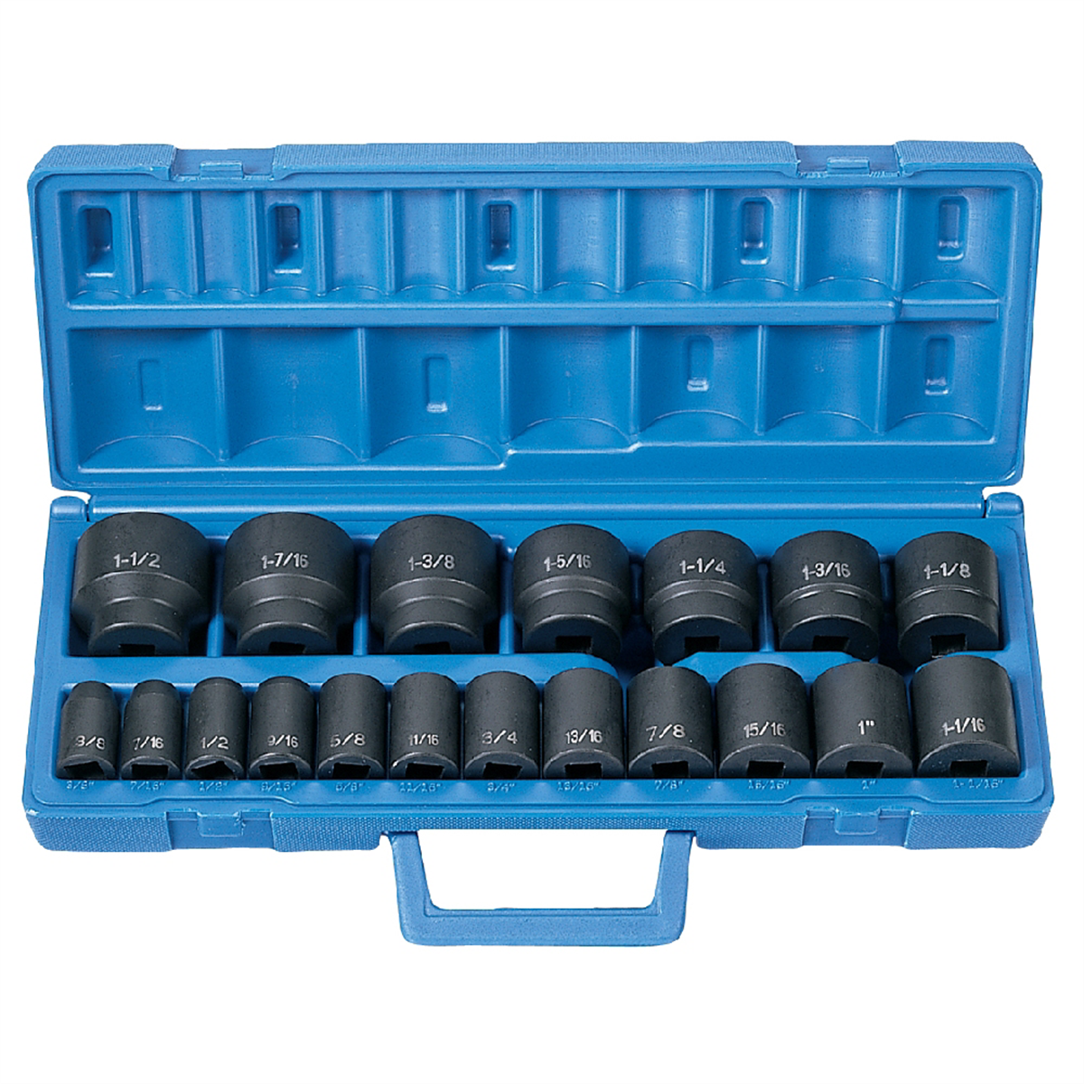 19 Piece 1/2" Drive Fractional Master Impact Socket Set