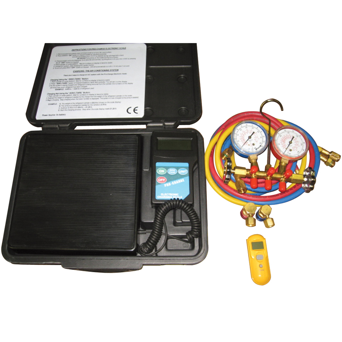 A/C Electronic Scale, Manifold Gauge Set and Non Contact T