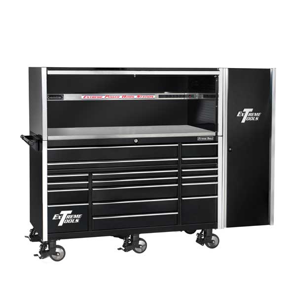 Extreme Tools EX7217RCQBKRD 72 EXQ 17-Drawer Black Triple Bank Roller Cabinet