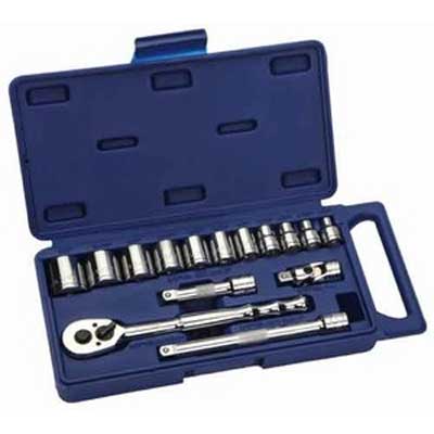 15 pc 3/8" Drive -Point SAE Shallow Socket and Drive Tool Set Co