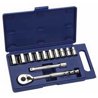12 pc 1/2" Drive 12-Point Metric Shallow Socket Set and Drive To