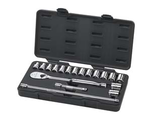 1/2 In Dr Metric 6-Pt Socket Set - 18-Pc