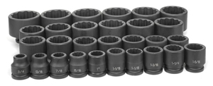 3/4 In Dr 12-Pt Std Fractional Impact Socket Set - 29-Pc