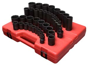 1/2 In Dr 12 Point SAE Master Impact Socket Set - 39-Pc