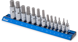 1/4, 3/8, 1/2 In Dr Metric Hex Bit Socket Set - 13-Pc