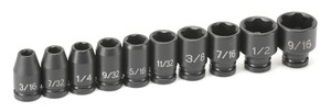 1/4 In Dr 6-Pt Standard Fractional Impact Socket Set - 10-Pc