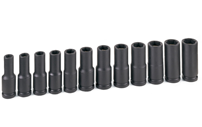 1/2 In Dr Deep Metric Magnetic 6 Pt Impact Socket Set - 12-Pc