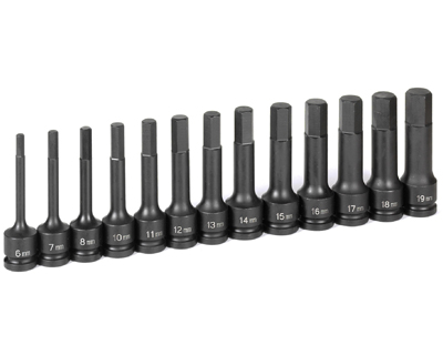 1/2 In Dr 4 In Length Metric Hex Driver Set - 13-Pc