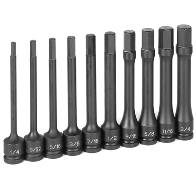 1/2 In Dr 6 In Length Fractional Hex Driver Set - 10-Pc