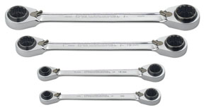 QuadBox Double Box Metric Ratcheting Wrench Set 4 Pc