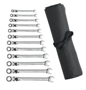 12 Pc. XL Locking Flex Combination Ratcheting Wrench Set Roll ME