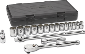 17 Pc. SAE 12 Pt. Standard Socket Set 1/2" DRIVE