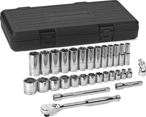 30 Pc. SAE 6 Pt. Standard & Deep Socket Set 3/8" DRIVE