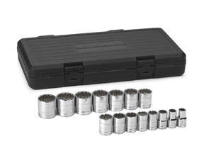 15 Pc. SAE 12 Pt. Standard Socket Set 1/2" DRIVE