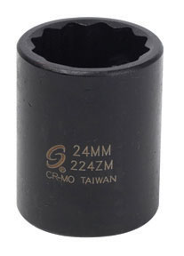 1/2\" Drive x 24mm, Standard, 12 Point Impact Socket