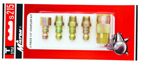 5 Piece 1/4" NPT T-Style Air Coupler and Plug Kit