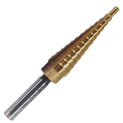 1/8" to 1/2" 13-Size HSS Titanium Coated Step Drill