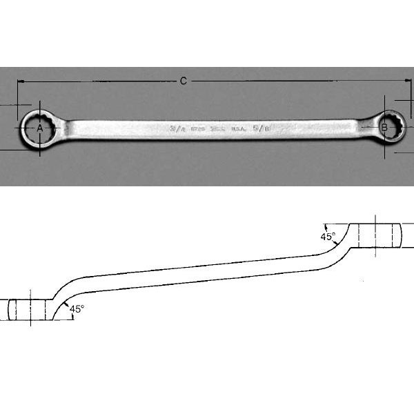 Double Offset Box End Wrench - Industrial Black Long Pattern 1-1