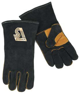 B Series Foam Lined Leather Welding Gloves (Black L)