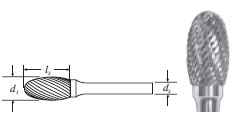 Carbide Oval Shape Bur (SE-5L6) Double Cut 1/2"