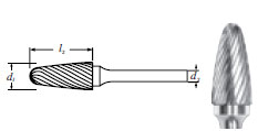 Carbide Tree Shape Bur (SF-5L6) Single Cut 1/2"