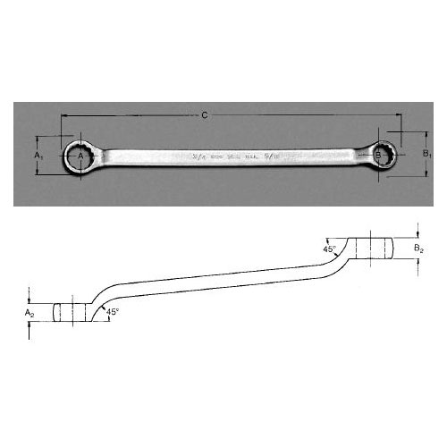 Double Offset Long Pattern Chrome Box Wrench - 7/8" x 15/16" Wre