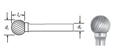 Carbide Ball Shape Bur (SD-1L6) Single Cut 1/4"