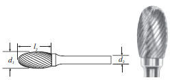 Carbide Oval Shape Bur (SA-51) Single Cut 1/4" (1/8" Shank