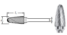 Carbide Tree Shape Bur w/ Radius End (SF-42L3) Single Cut