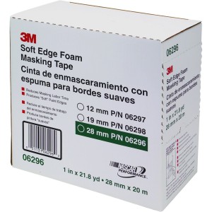 Soft Edge Foam Masking Tape, 28 mm Width 1Box