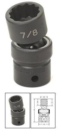 1/2" Drive x 7/16" Standard Universal- 12 Point Impact Socket