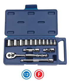 15 pc 3/8" Drive -Point SAE Shallow Socket and Drive Tool Set Co