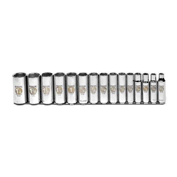 15 Piece 1/2" Drive 6 Point Deep Socket Set