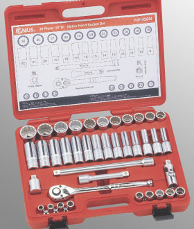 39 Pc 1/2" Drive 12 Pt Metric Master Hand Socket Set 12 Pt