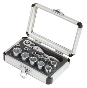 Universal Spline Socket Set with Flex Head Ratchet