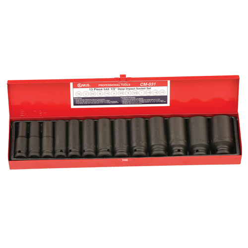 13PC 1/2" Dr. SAE Deep Impact Socket Set