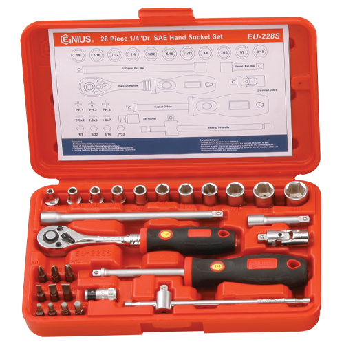 28PC 1/4" Dr. SAE Hand Socket Set