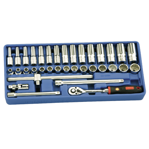 35PC 3/8" Dr. Metric Hand Socket & Hex Bit Socket Set