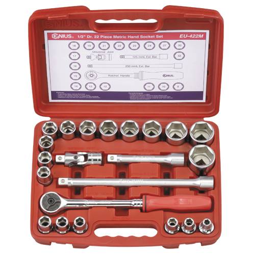 22PC 1/2" Dr. Metric Hand Socket Set