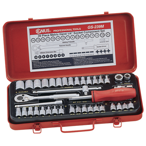 39PC 1/4" Dr. Metric Hand Socket Set