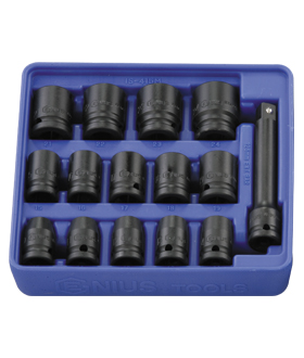 15PC 1/2" Dr. Metric Impact Socket Set