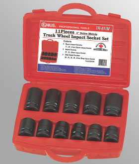 11PC 1" Dr. Metric Truck Wheel Impact Socket Set